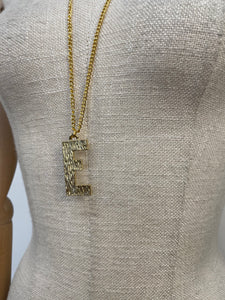 Gold Bark Initial Pendant
