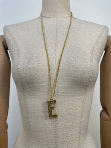 Gold Bark Initial Pendant