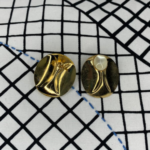 1970s Pinched Jewel Earrings