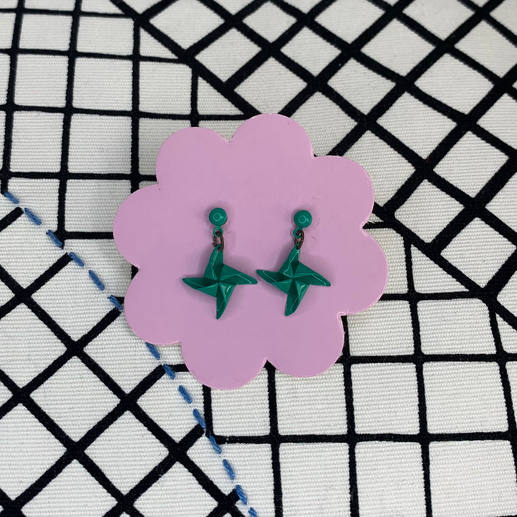 Enamel Windmill Drop Earrings