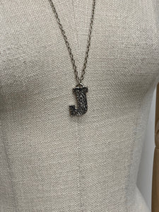 Silver Bark Initial Pendant