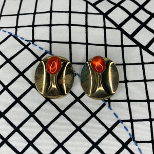 1970s Pinched Jewel Earrings