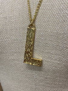Gold Bark Initial Pendant