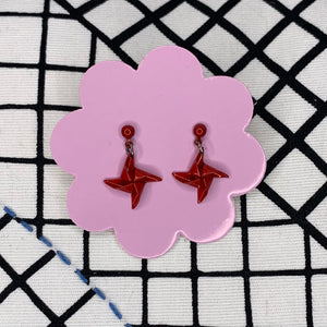 Enamel Windmill Drop Earrings