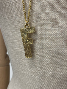 Gold Bark Initial Pendant