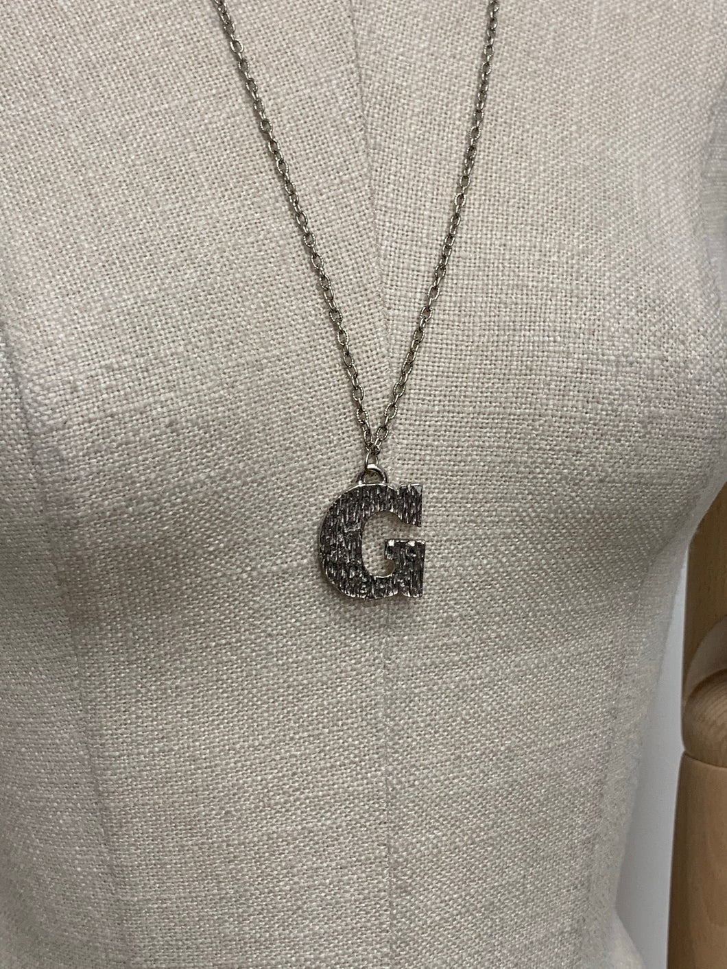 Silver Bark Initial Pendant