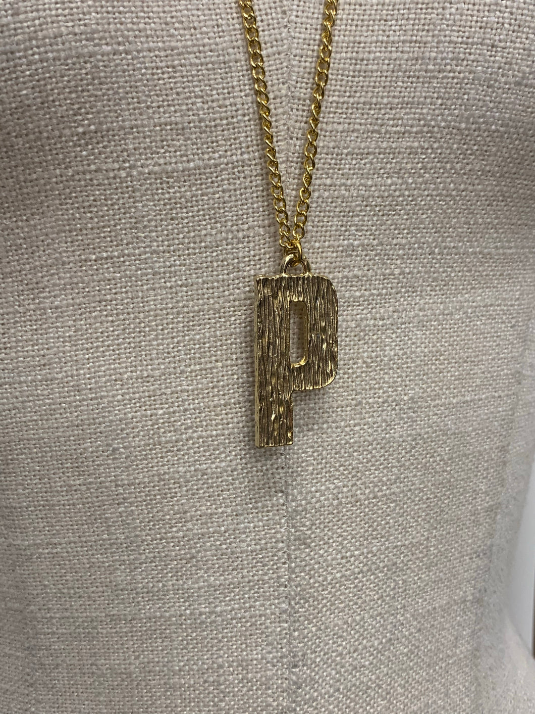 Gold Bark Initial Pendant