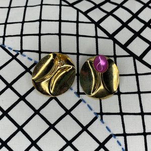 1970s Pinched Jewel Earrings